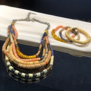 Mixed bead 4 strand adjustable necklace&bracelets.